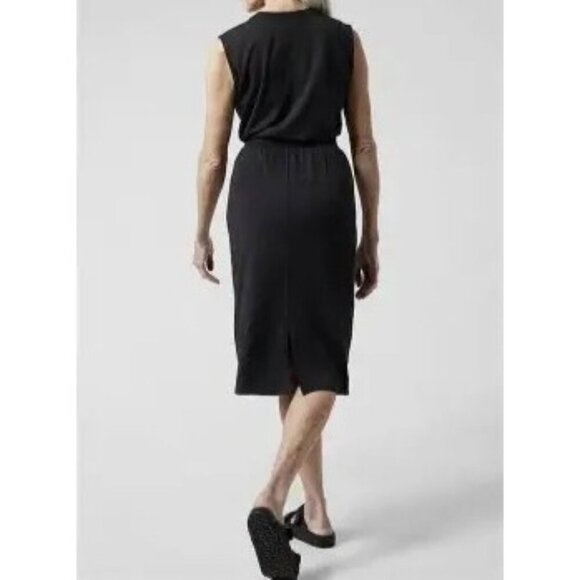 Athleta Santorini Cinch Midi Dress Black Large - Picture 3 of 9